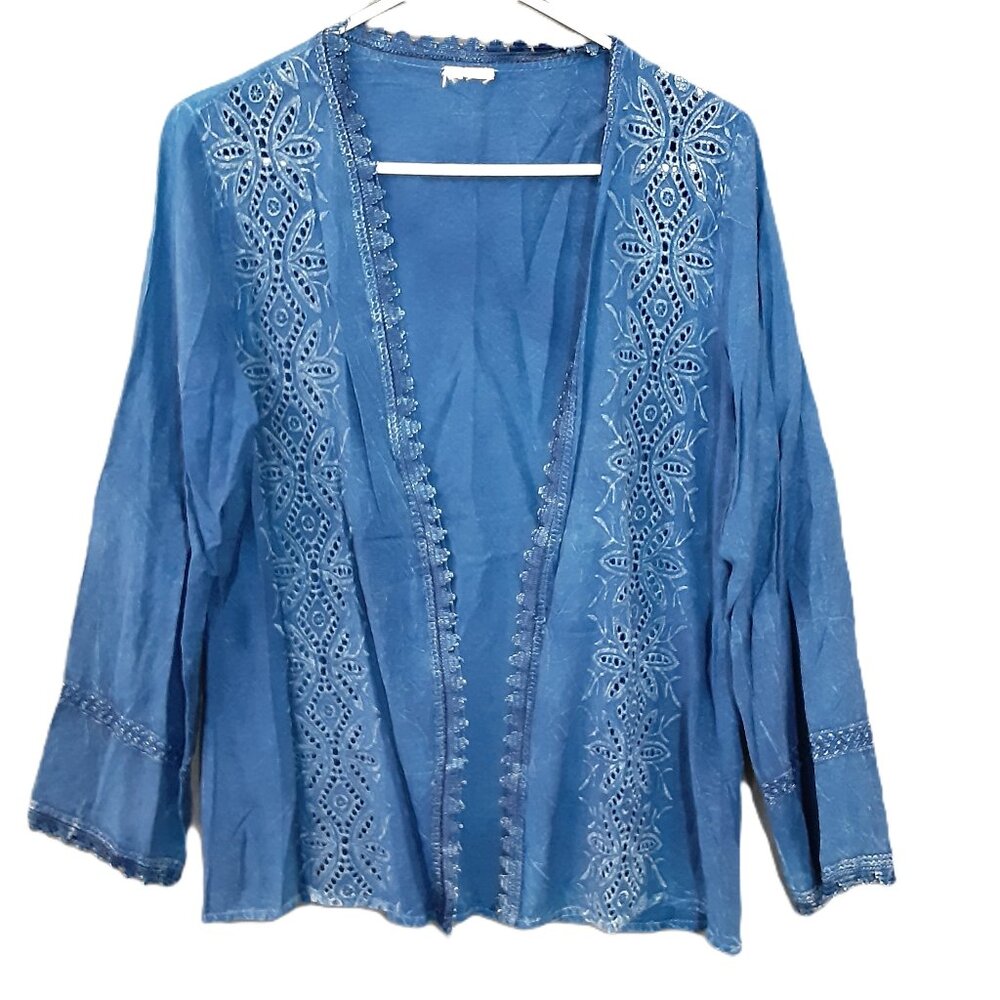 Studio West Woman's Cardigan Size XS, Blue, Long Sleeve, Beautiful.